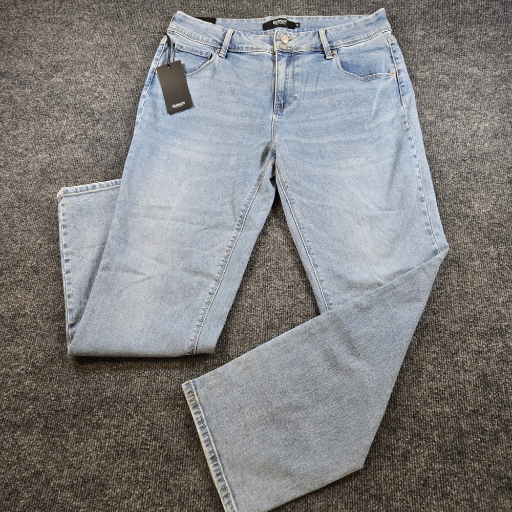 NWT Hudson Jeans Size 12 / 32 Mid Rise Straight Leg Icy Blue Double Button